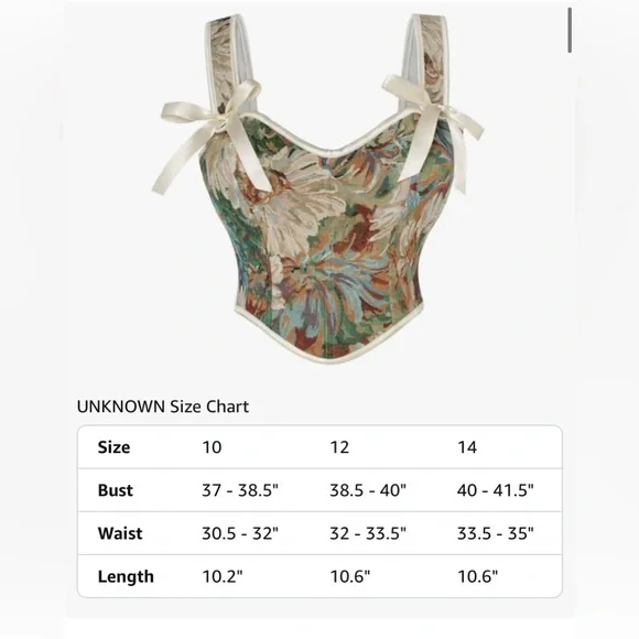 Floral Tapestry Crop Top with Ribbon Details - Picture 4 of 6